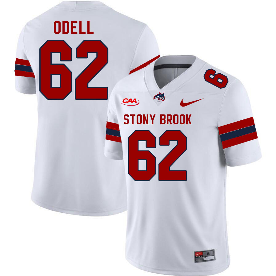 Stony Brook Seawolves #62 Michael Odell College Football Jerseys Stitched Sale-White